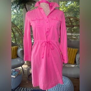 J. Crew Neon Pink Button up Dress size 0